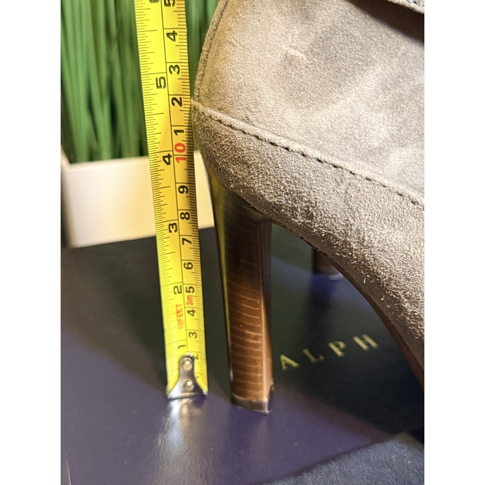 Ralph Lauren Purple Label Kourtney Gray Suede Buckle Strap Ankle Boots 37 New - Picture 9 of 15